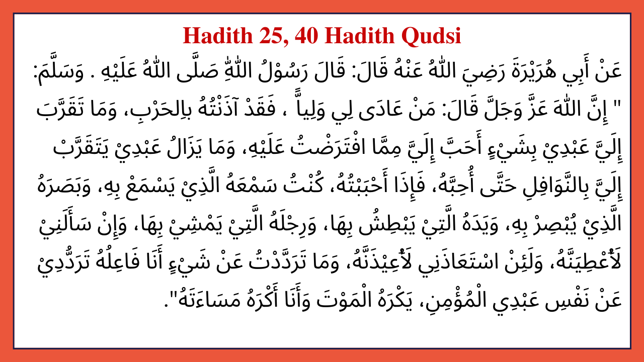 Hadith – 25, 40 Hadith Qudsi